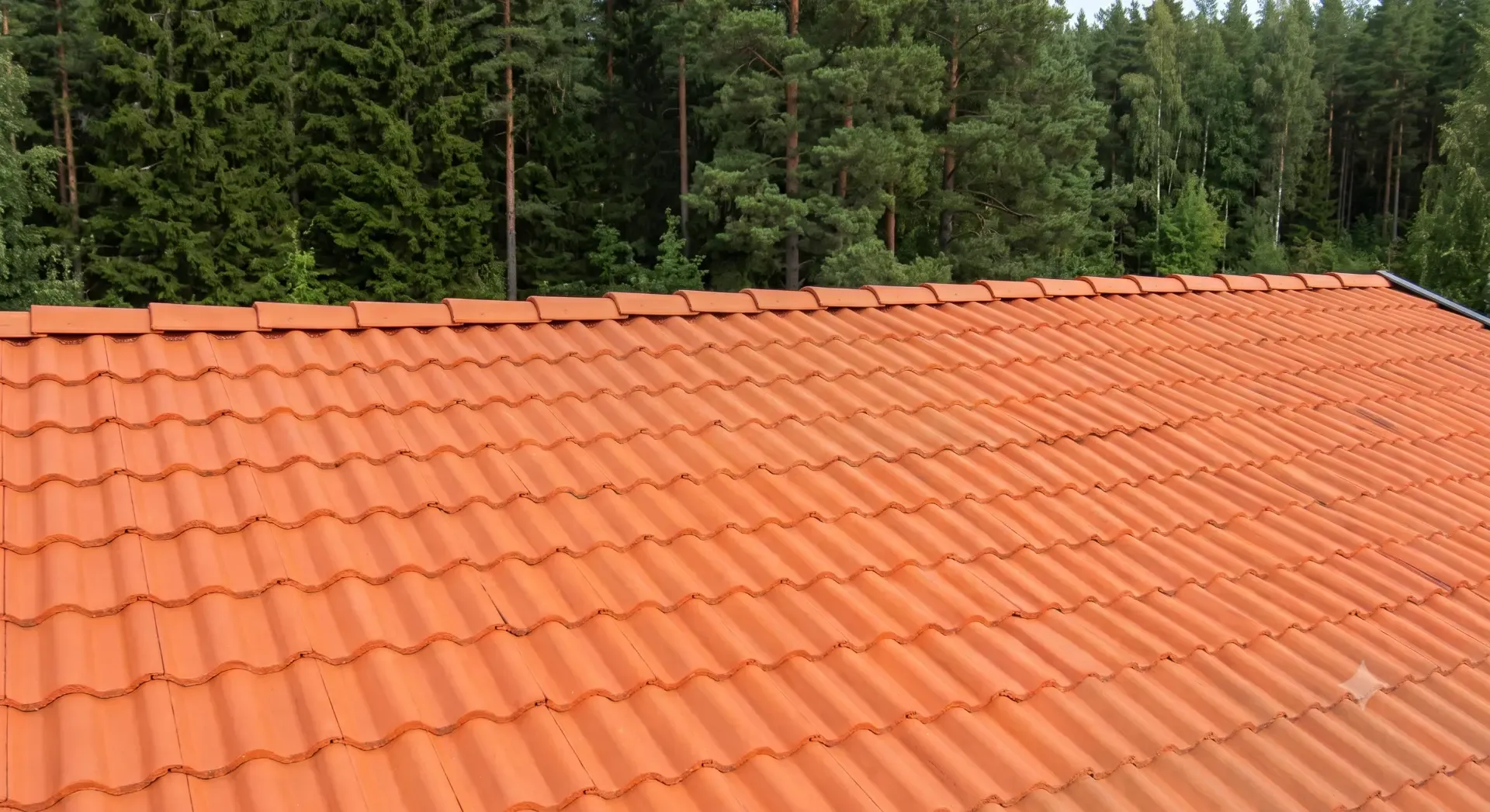 Puhdistettu punainen tiilikatto omakotitalossa Tampereella